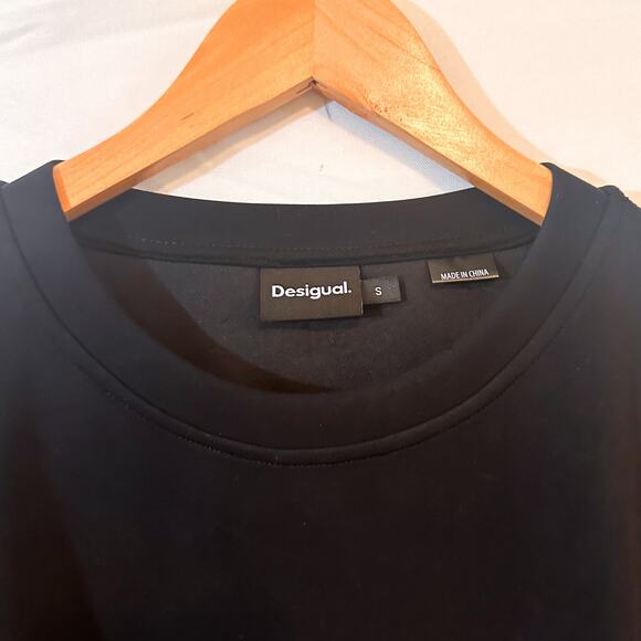 3 FOR $50! 🎁 NWT DESIGUAL Baggy Black Cropped Modal Sport T-shirt Sz. S - Picture 6 of 10